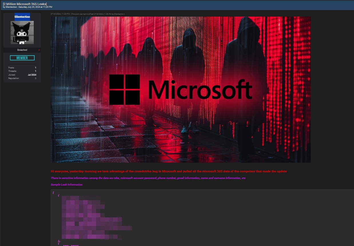 Slientection sfrutta CrowdStrike per estrarre 2 Milioni di Dati Microsoft 365